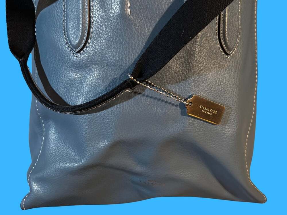 Coach Derby Tote Bag Light Mist Blue Leather